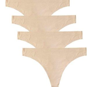 VOENXE Seamless Thongs No Show Thong Underwear Womens 5 Pack Set Apricot XL New